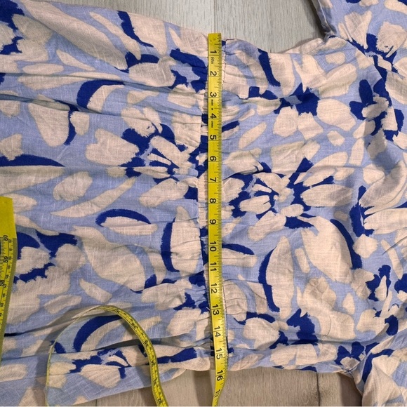 NWT LOFT Brushed Daisy Balloon Sleeve Flare Sleeve Dress, Blue&White, M - Picture 11 of 11